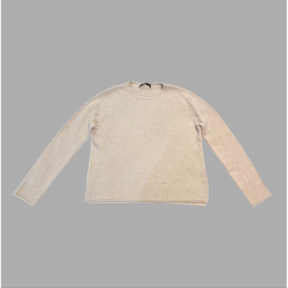 Jenni Kayne Everyday Crew Neck Sweater Wool Cashmere Blend Women's Small Beige